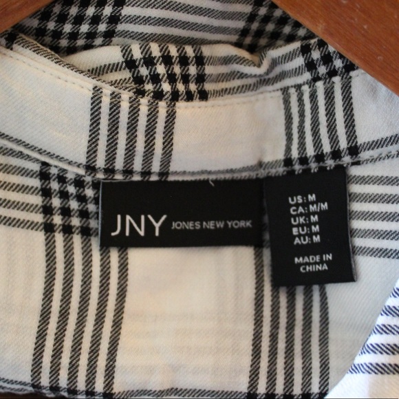 Jones New York Black &White Long Sleeve Button Up Shirt - Picture 7 of 9